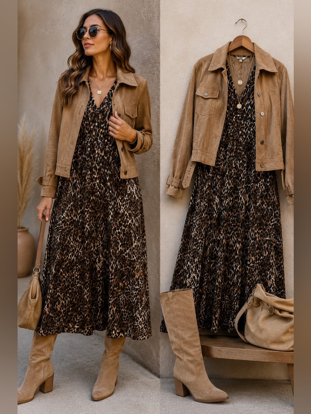 MbyM Animal Print Maxi Dress 100% Cotton V Neck Boho Chic NWT